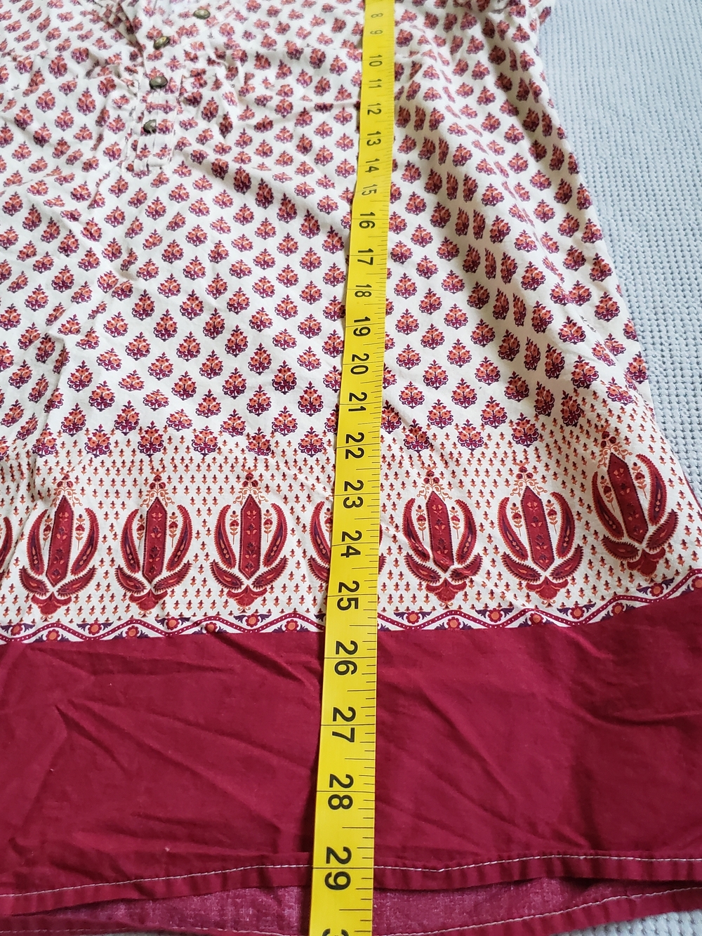 Bob Timberlake Ivory & Raspberry Printed Tunic Top Large Cotton Summer Light - Picture 11 of 11